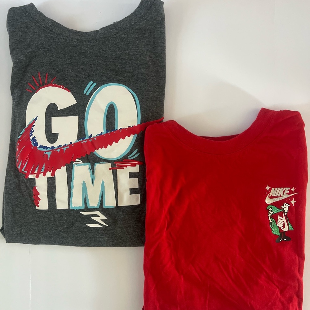 Nike Kids Gray and Red Graphic Tees